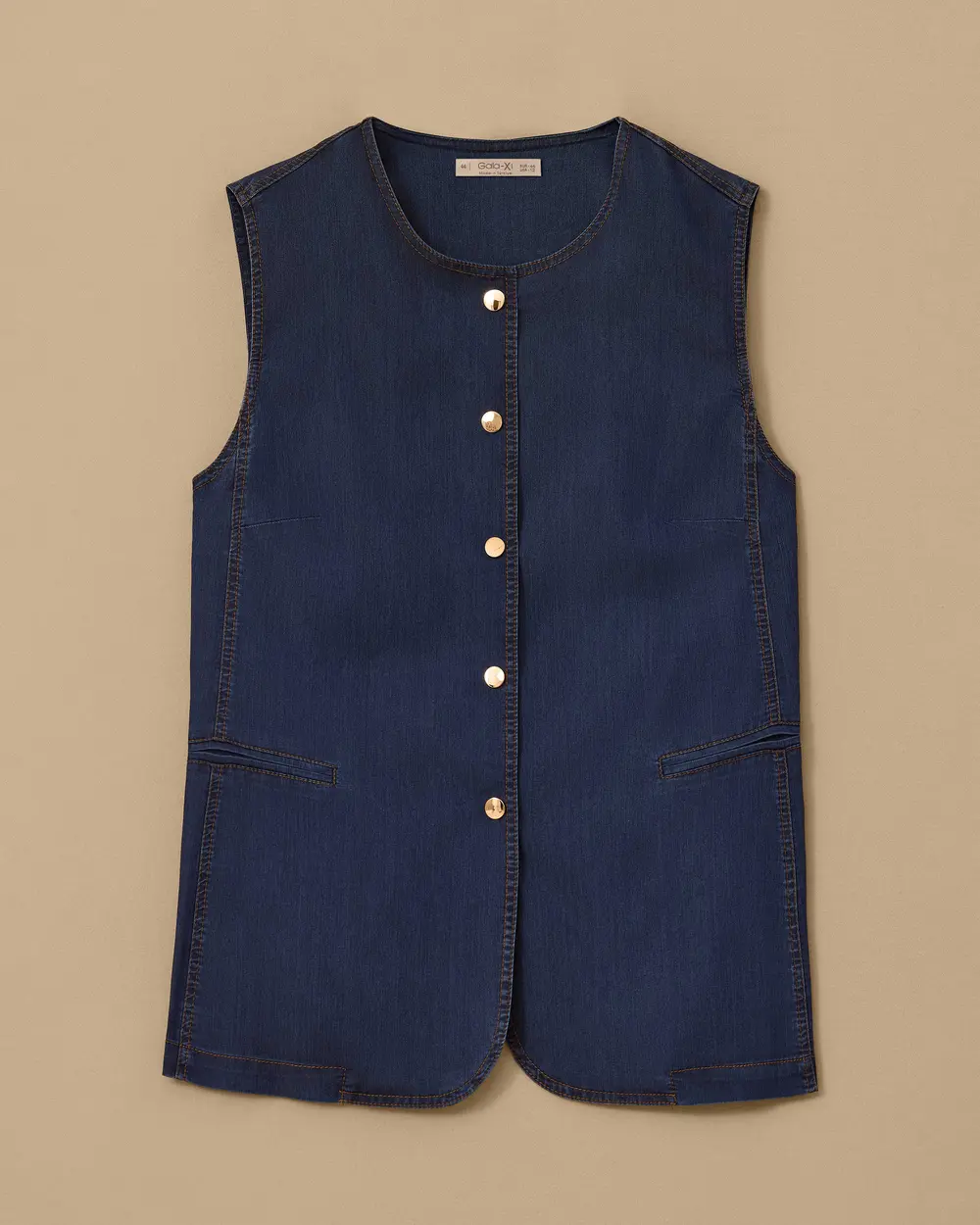 Plus Size Buttoned Jean Vest