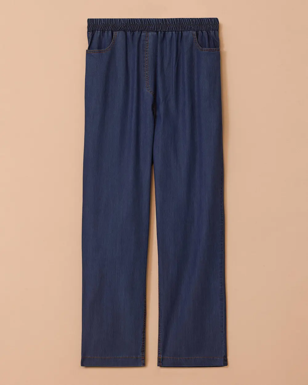 Plus Size Elastic Waist Tencel Jean Pants