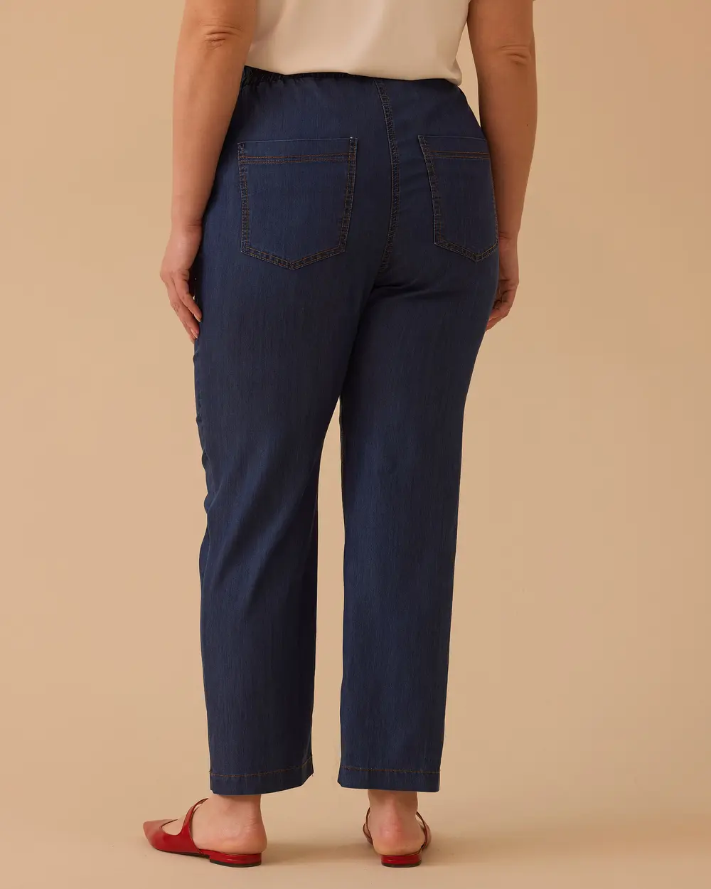 Büyük Beden Elastik Bel Tencel Jean  Pantolon