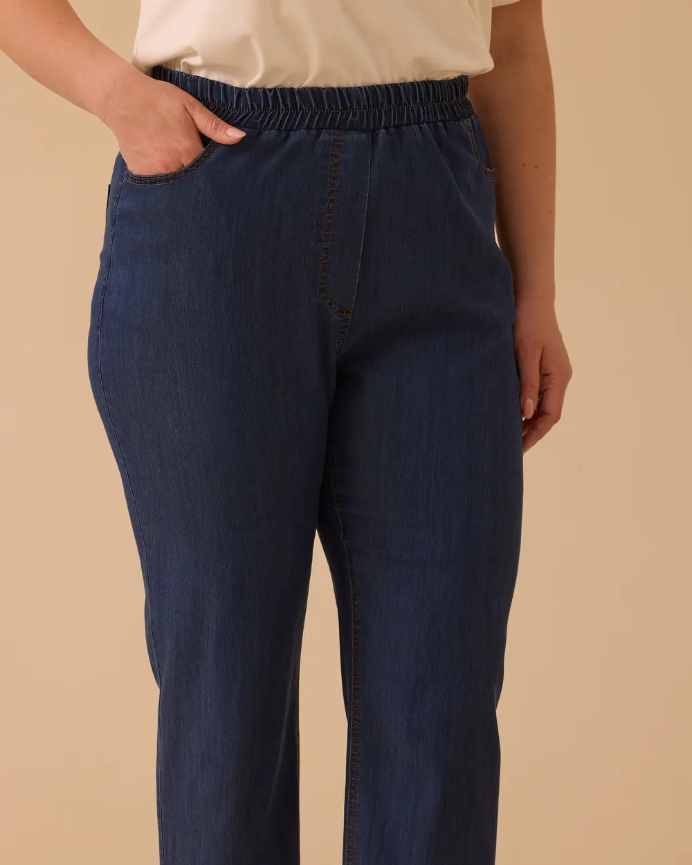 Büyük Beden Elastik Bel Tencel Jean  Pantolon