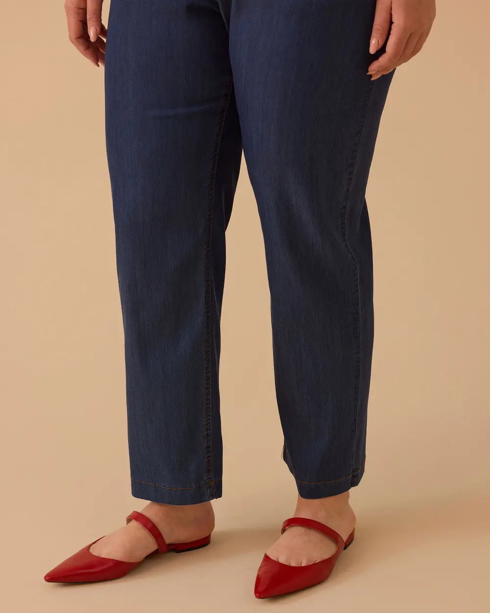 Büyük Beden Elastik Bel Tencel Jean  Pantolon