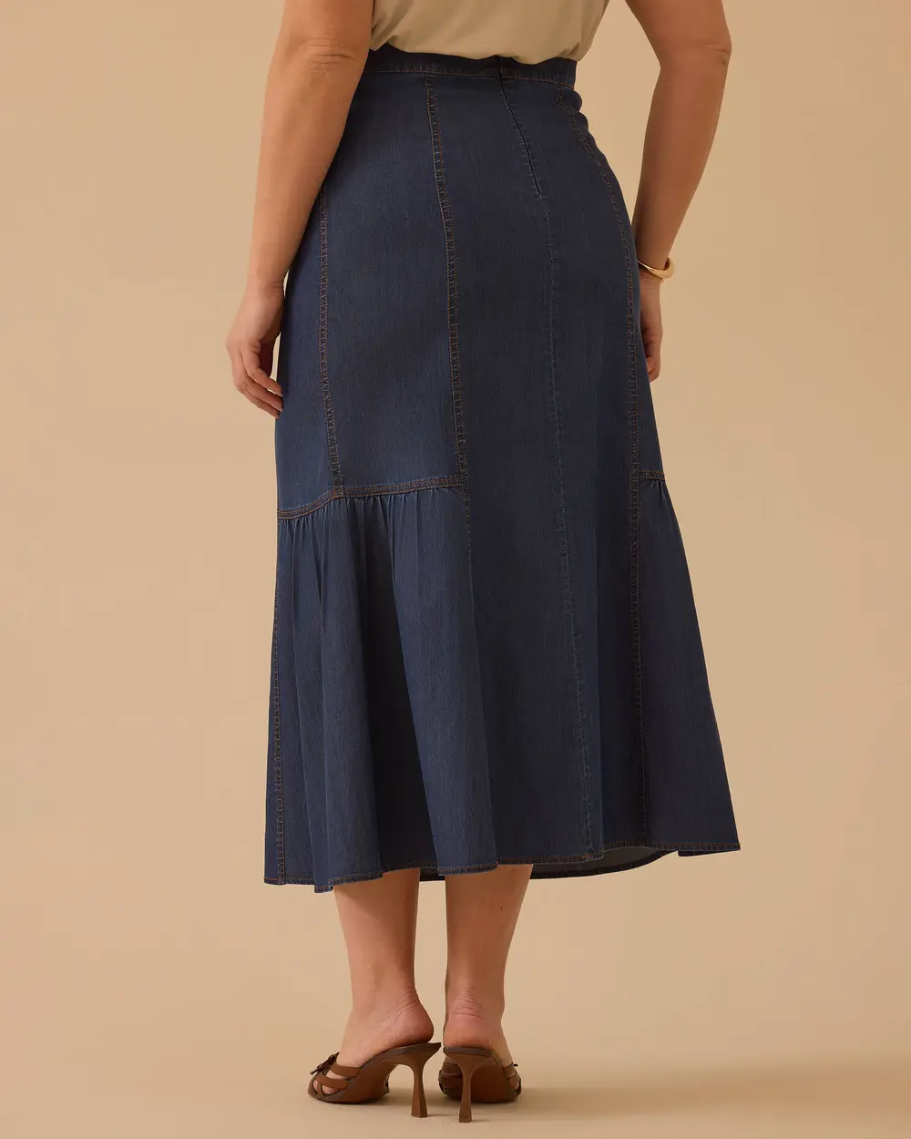 Büyük Beden Büzgü Detaylı Jean Etek
