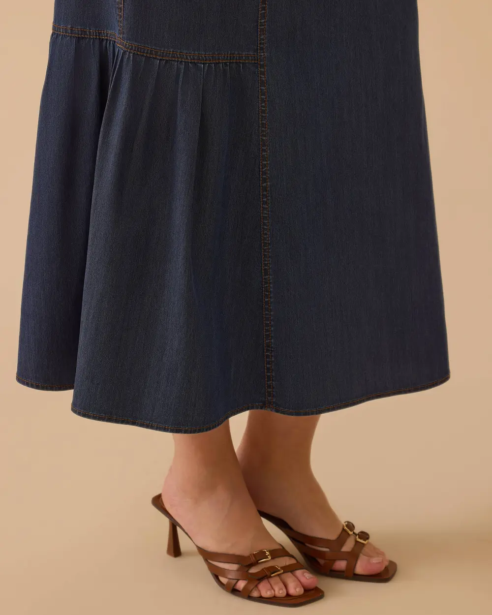 Büyük Beden Büzgü Detaylı Jean Etek