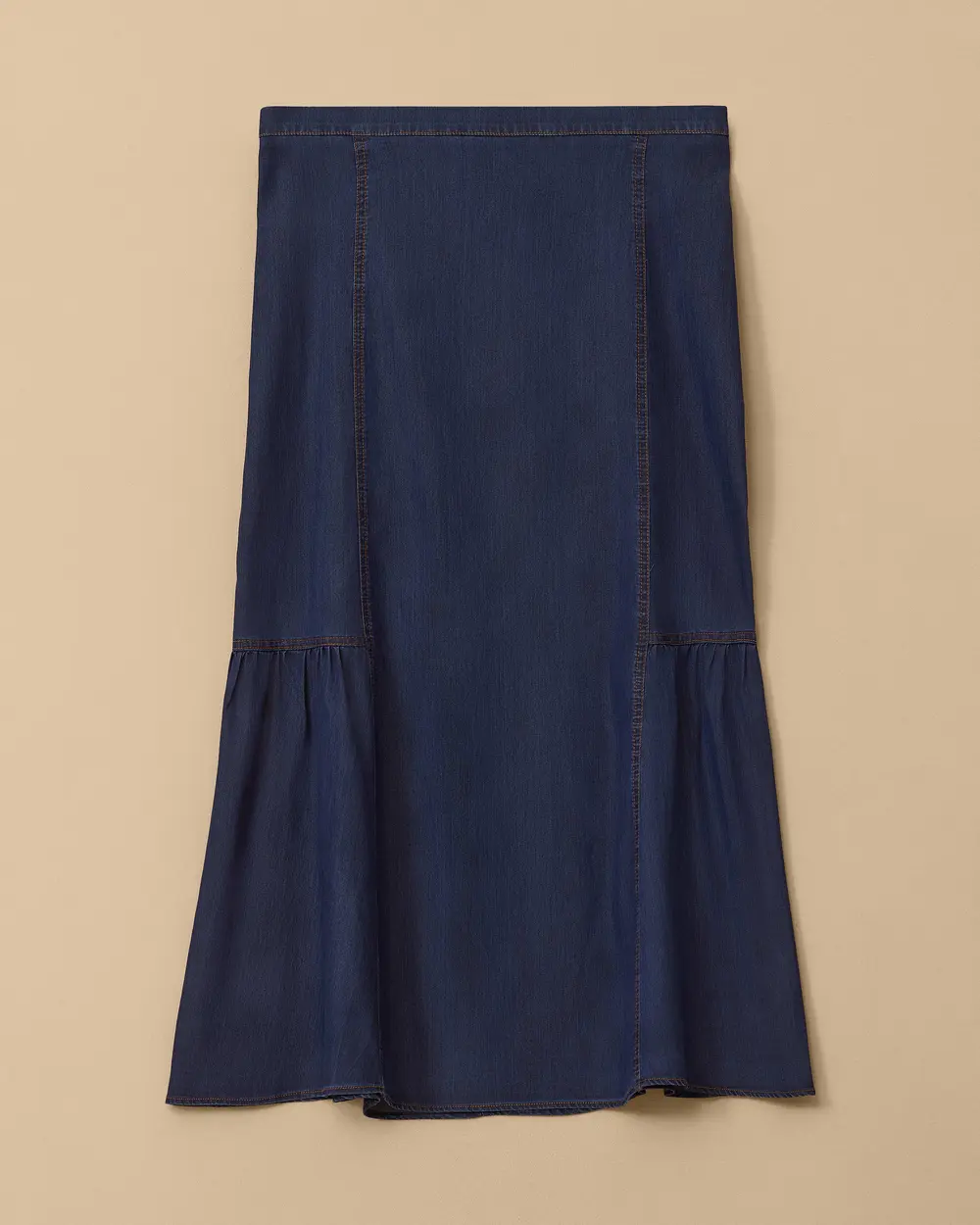 Plus Size Pleated Jean Skirt
