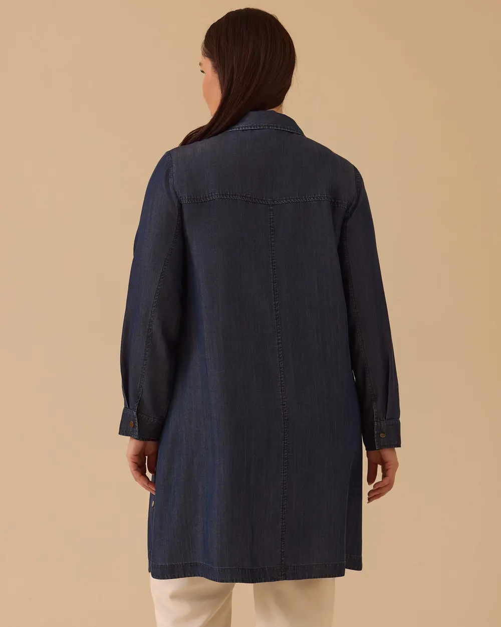 Büyük Beden Yırtık Detaylı Düğmeli Denim Tunik