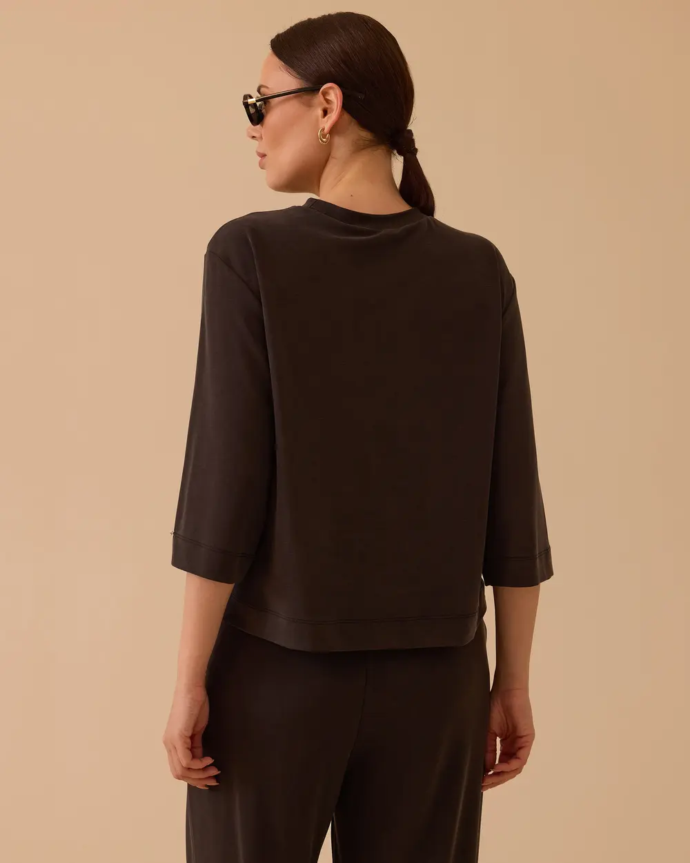 Half Sleeve Sweatshirt with Metal Ring Detail