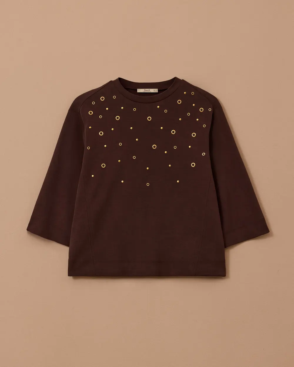 Metal Halka Detaylı Yarım Kol Sweatshirt