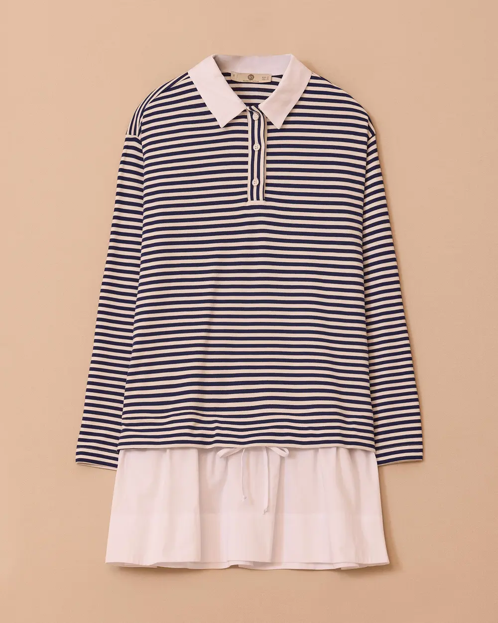 Striped Oversized Shirt Collar Sweatshirt