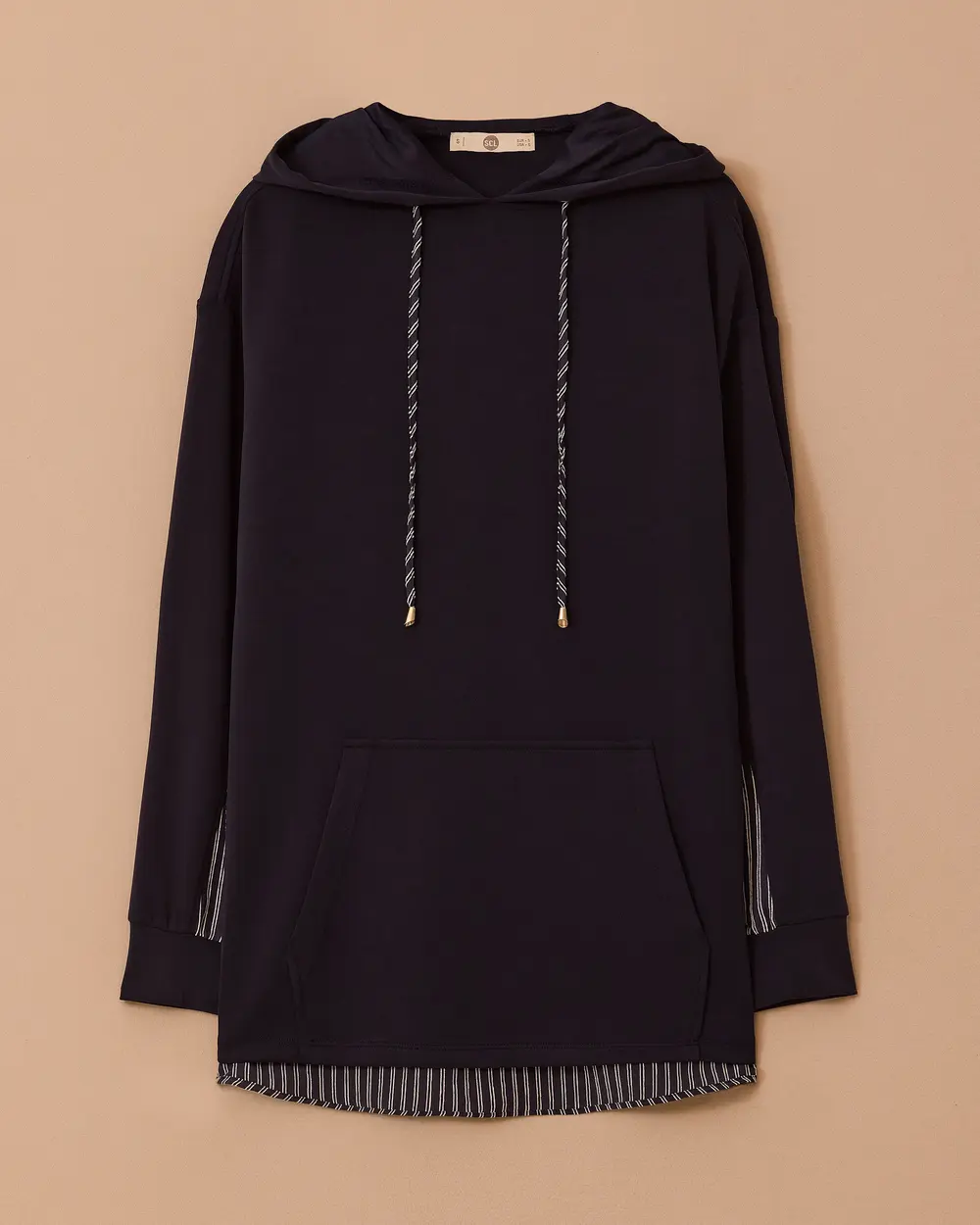 Kapüşonlu Arka Çizgili Sweatshirt