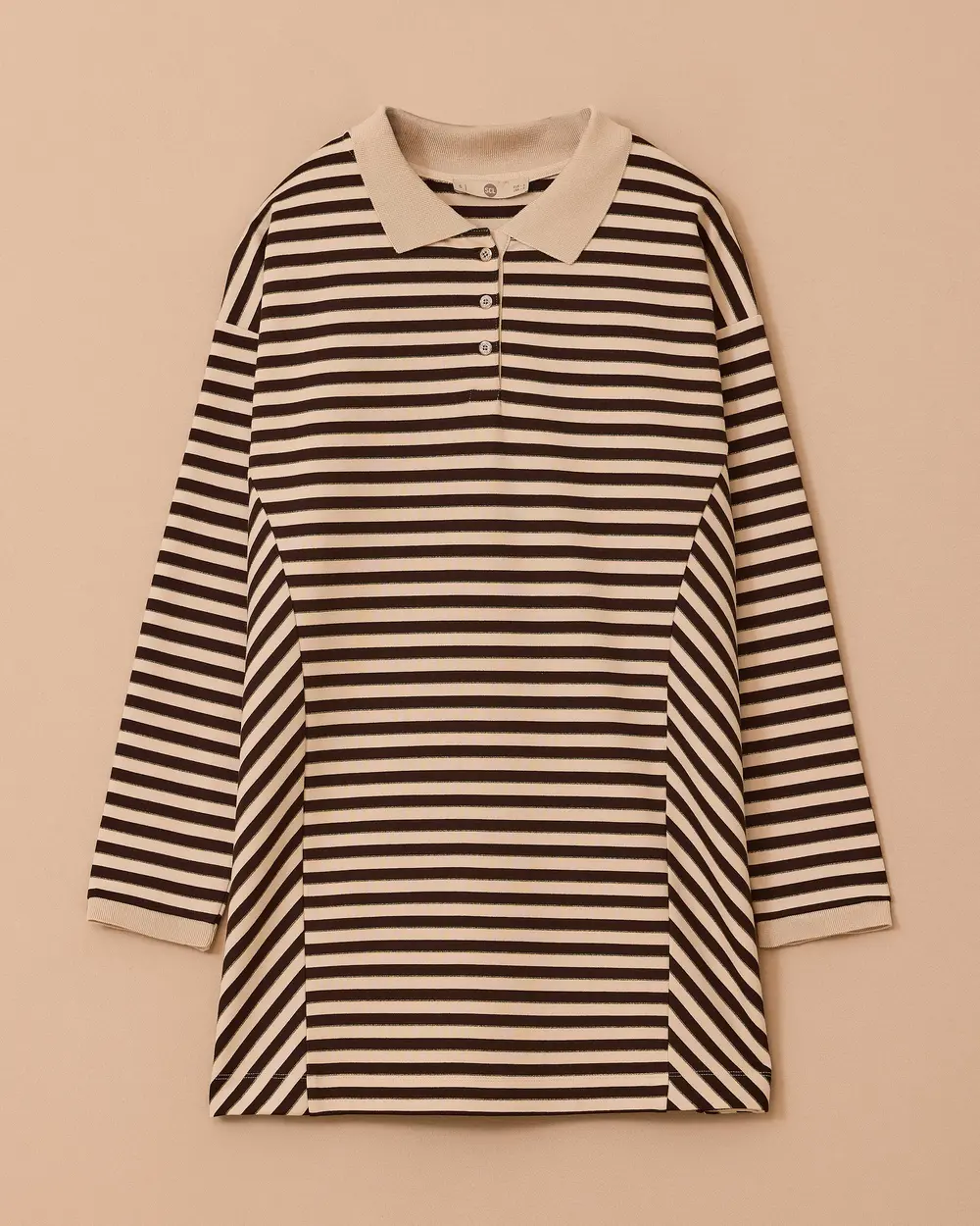 Polo Yaka Çizgili Sweatshirt