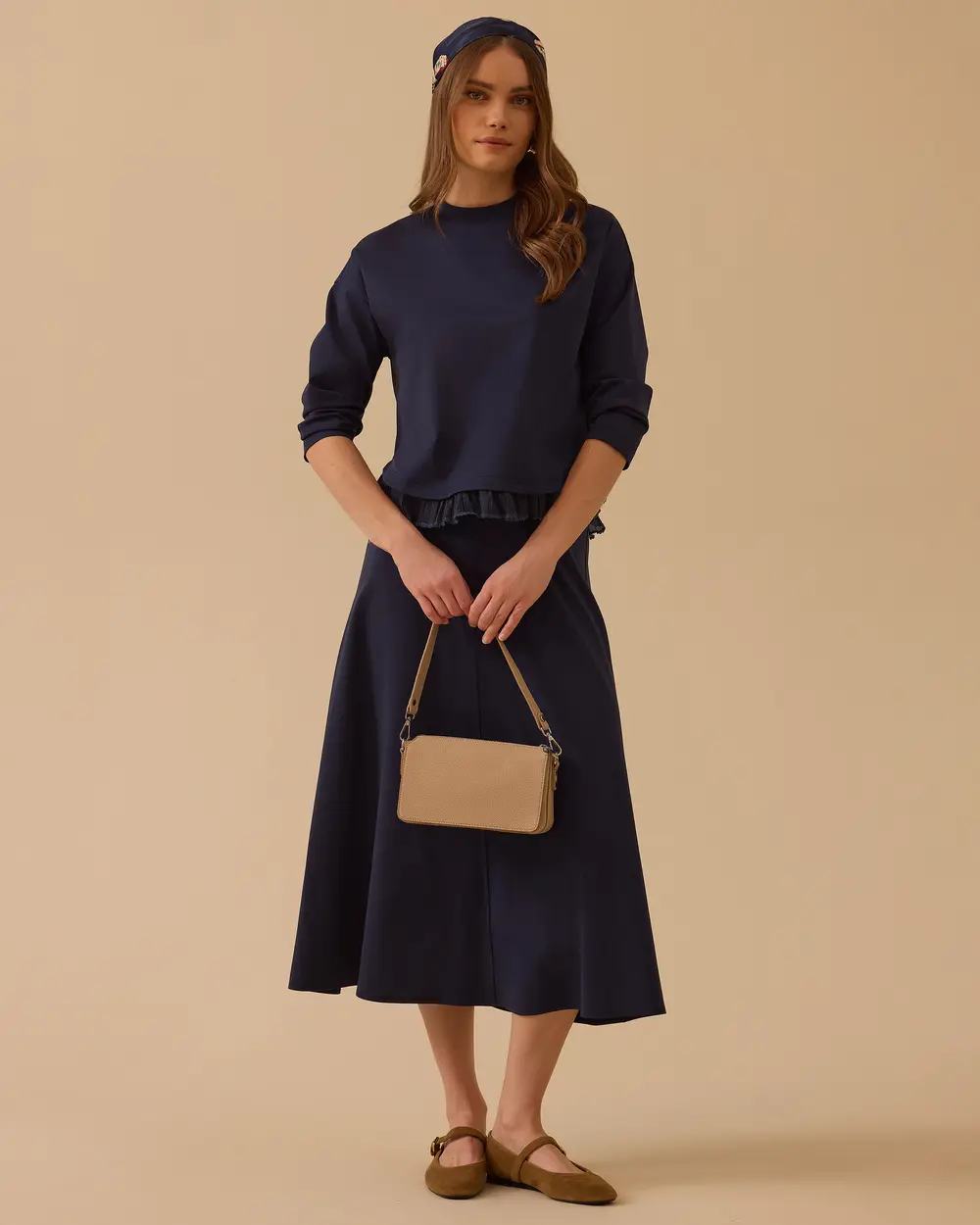 Basic Sweatshirt with Ruffle Detail