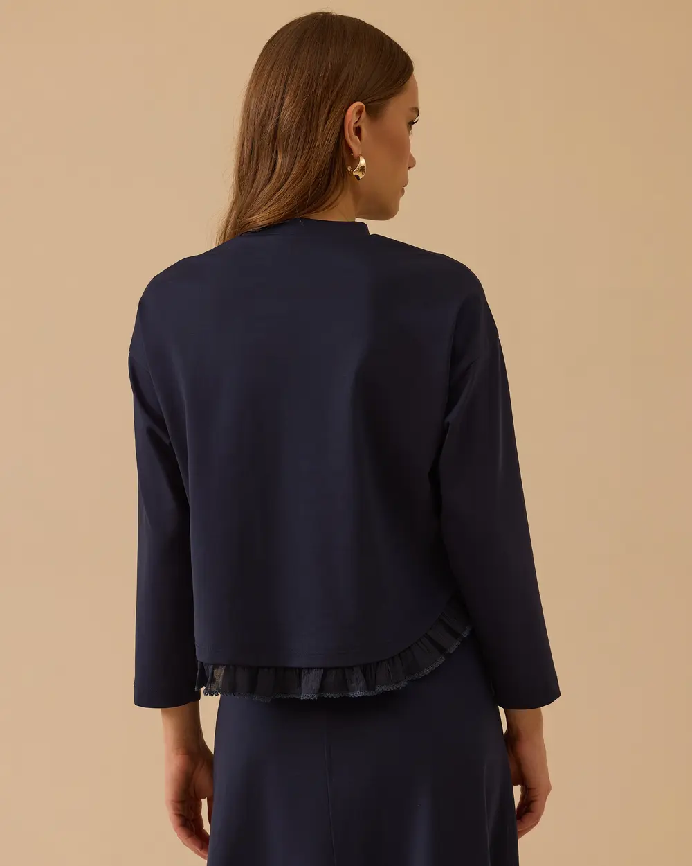 Basic Sweatshirt with Ruffle Detail