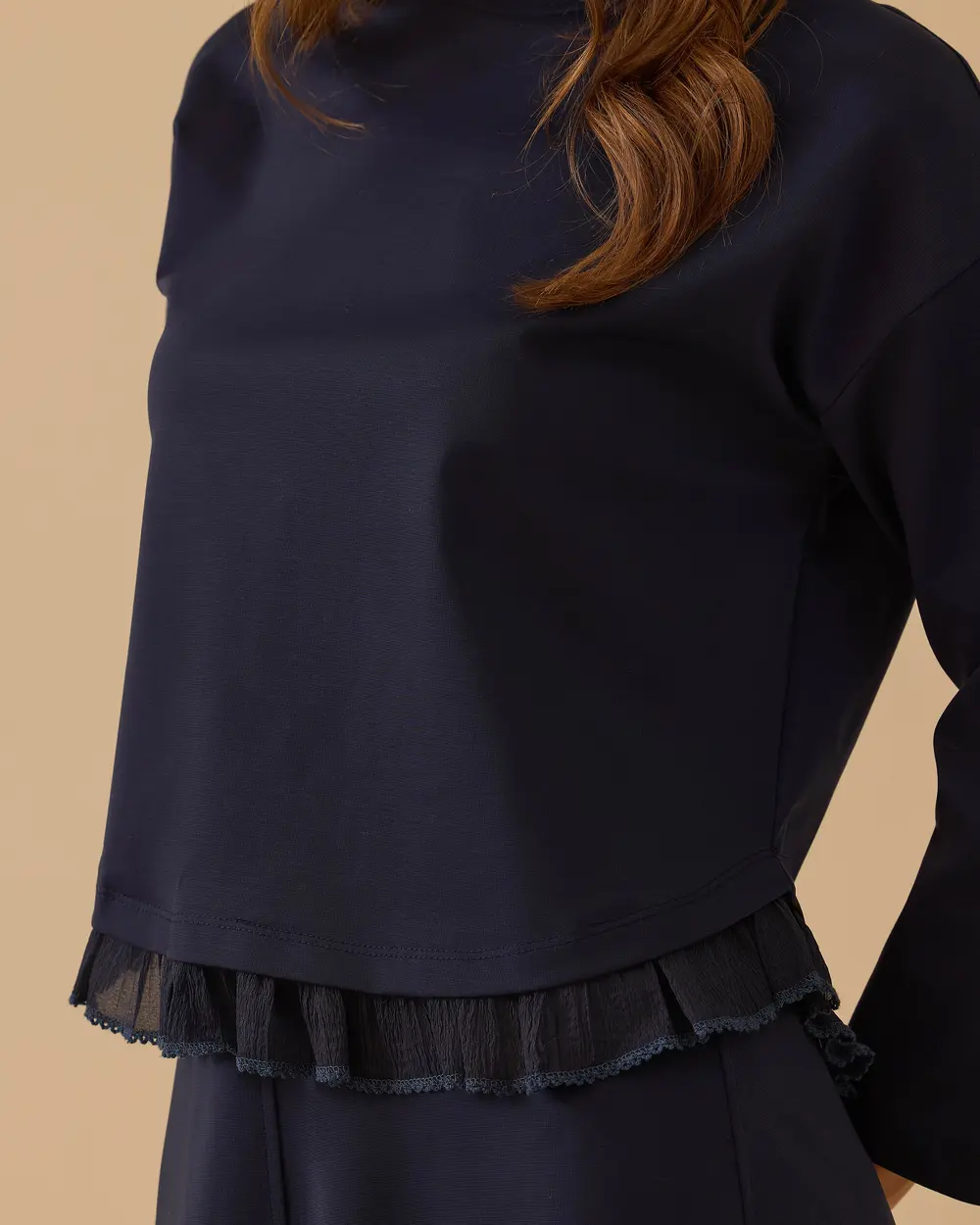 Basic Sweatshirt with Ruffle Detail
