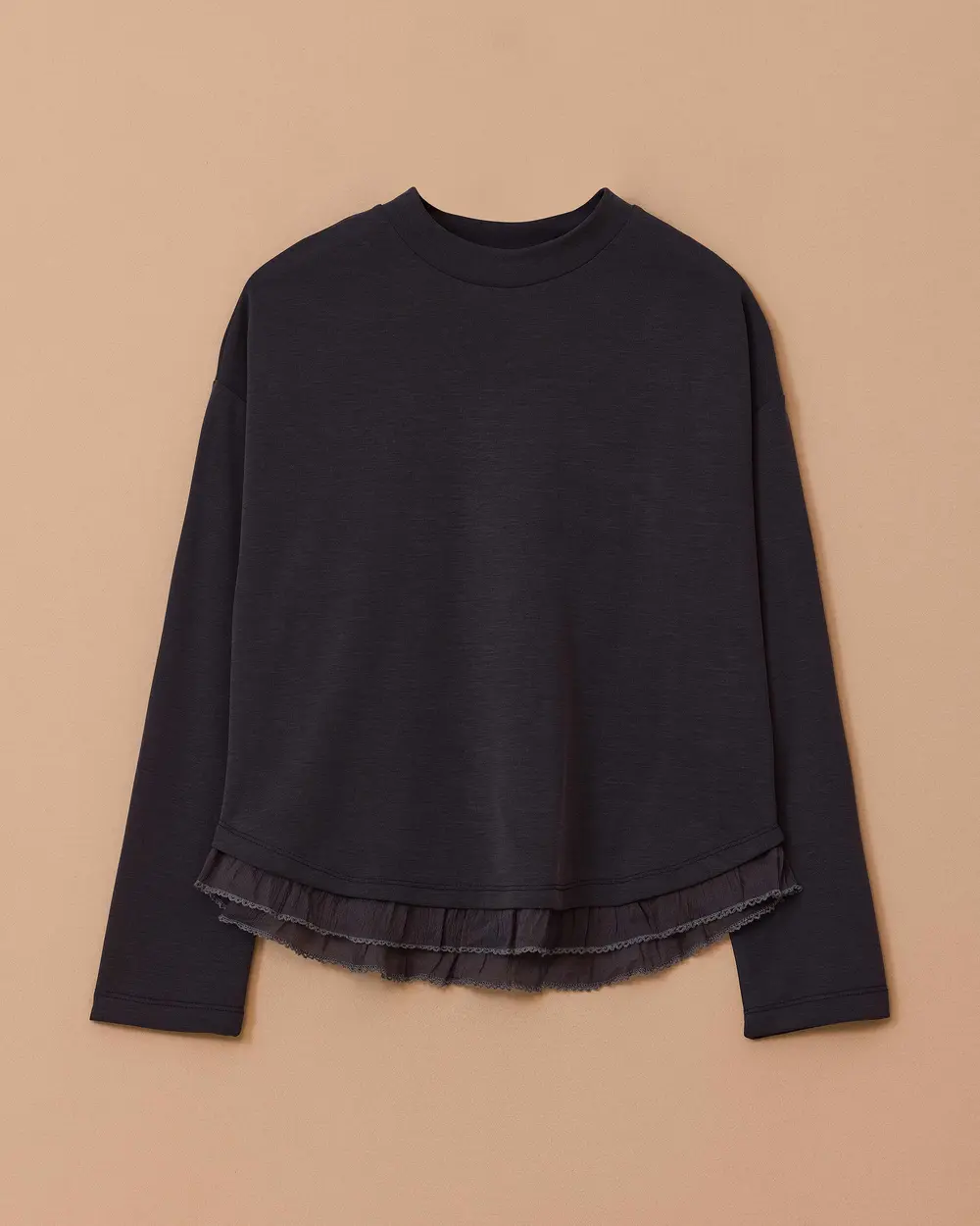 Basic Sweatshirt with Ruffle Detail
