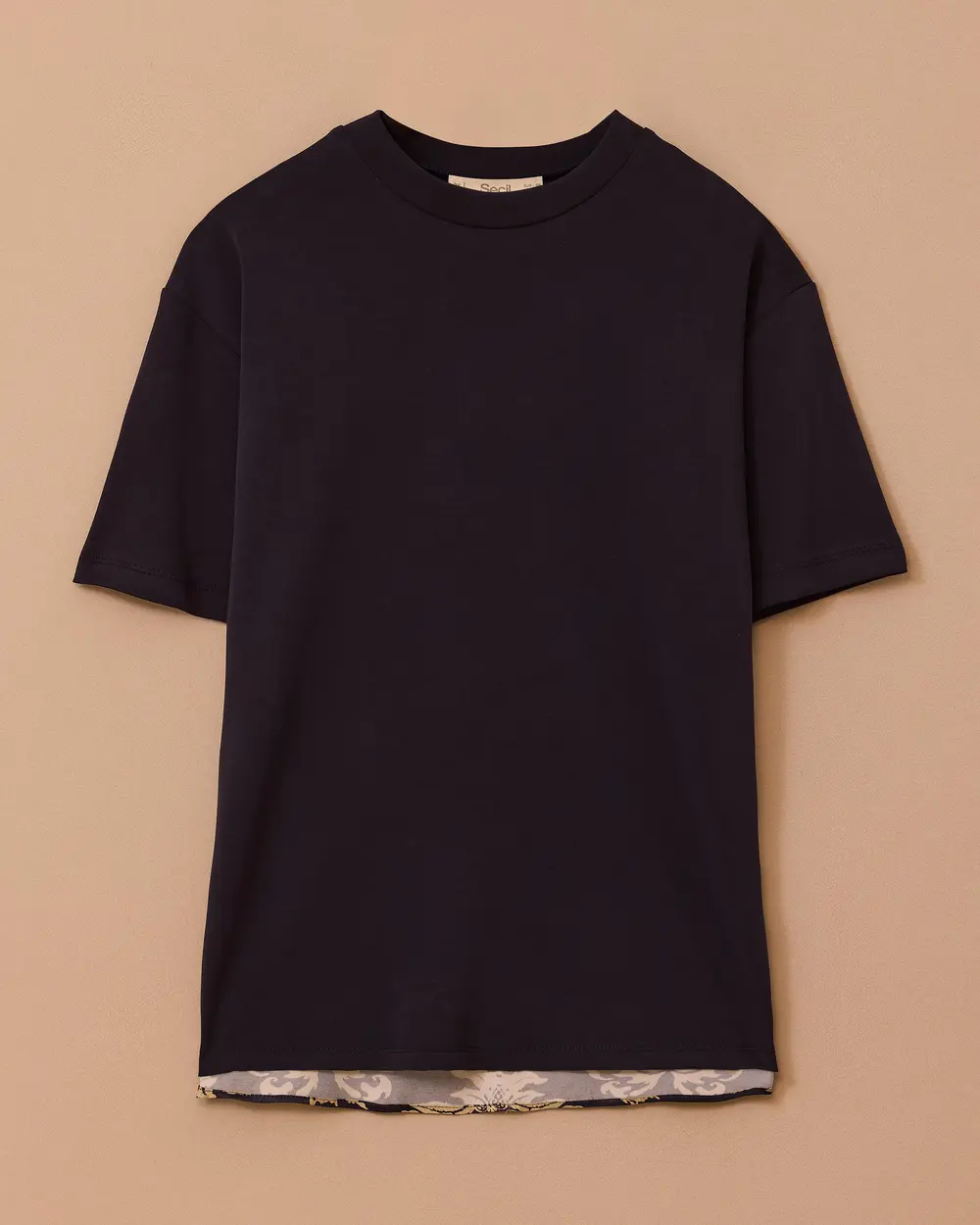 Tropik Desen Yuvarlak Yaka T-shirt