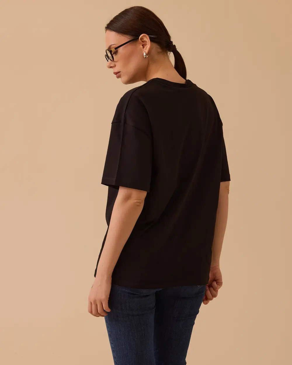 Baskılı Boncuk İşlemeli Tişört