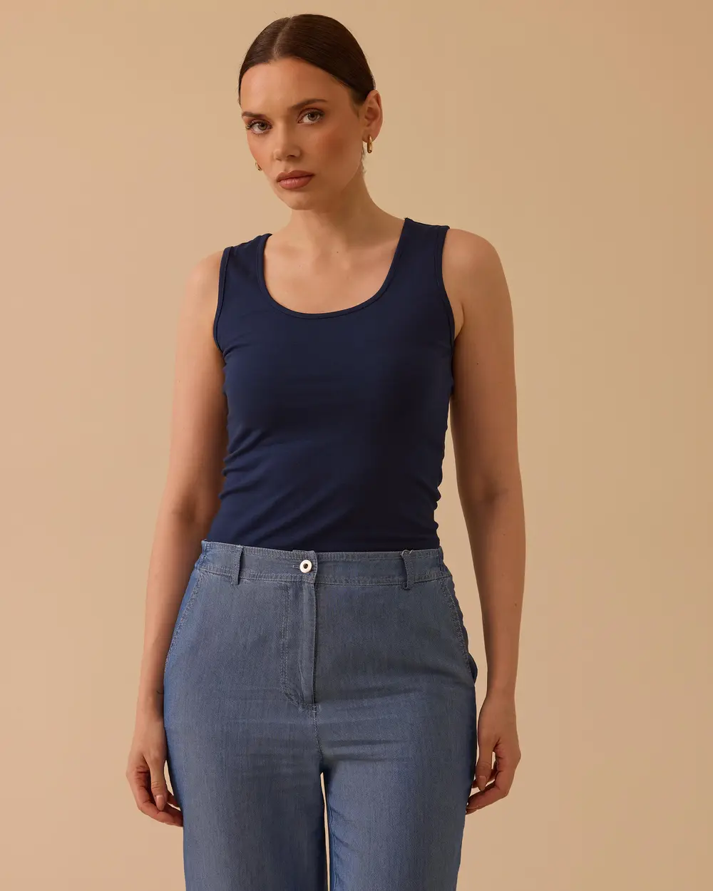 Round Neck Combed Tank Top