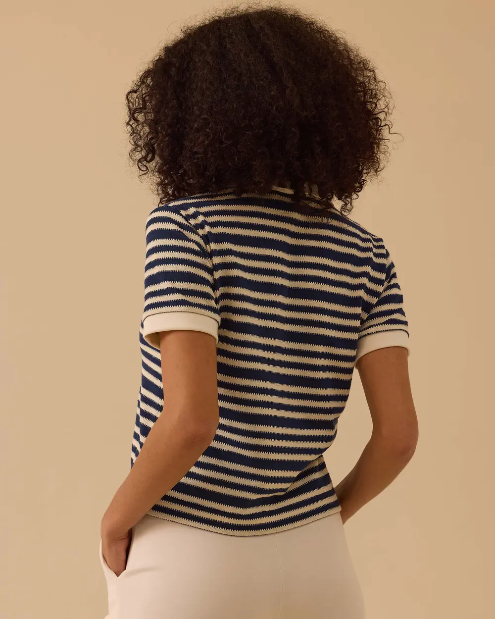 Polo Collar Striped T-Shirt