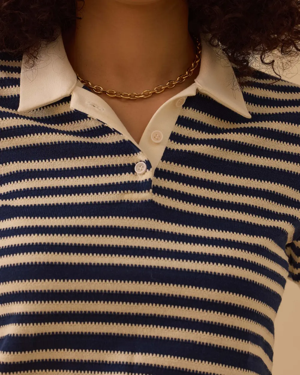 Polo Collar Striped T-Shirt