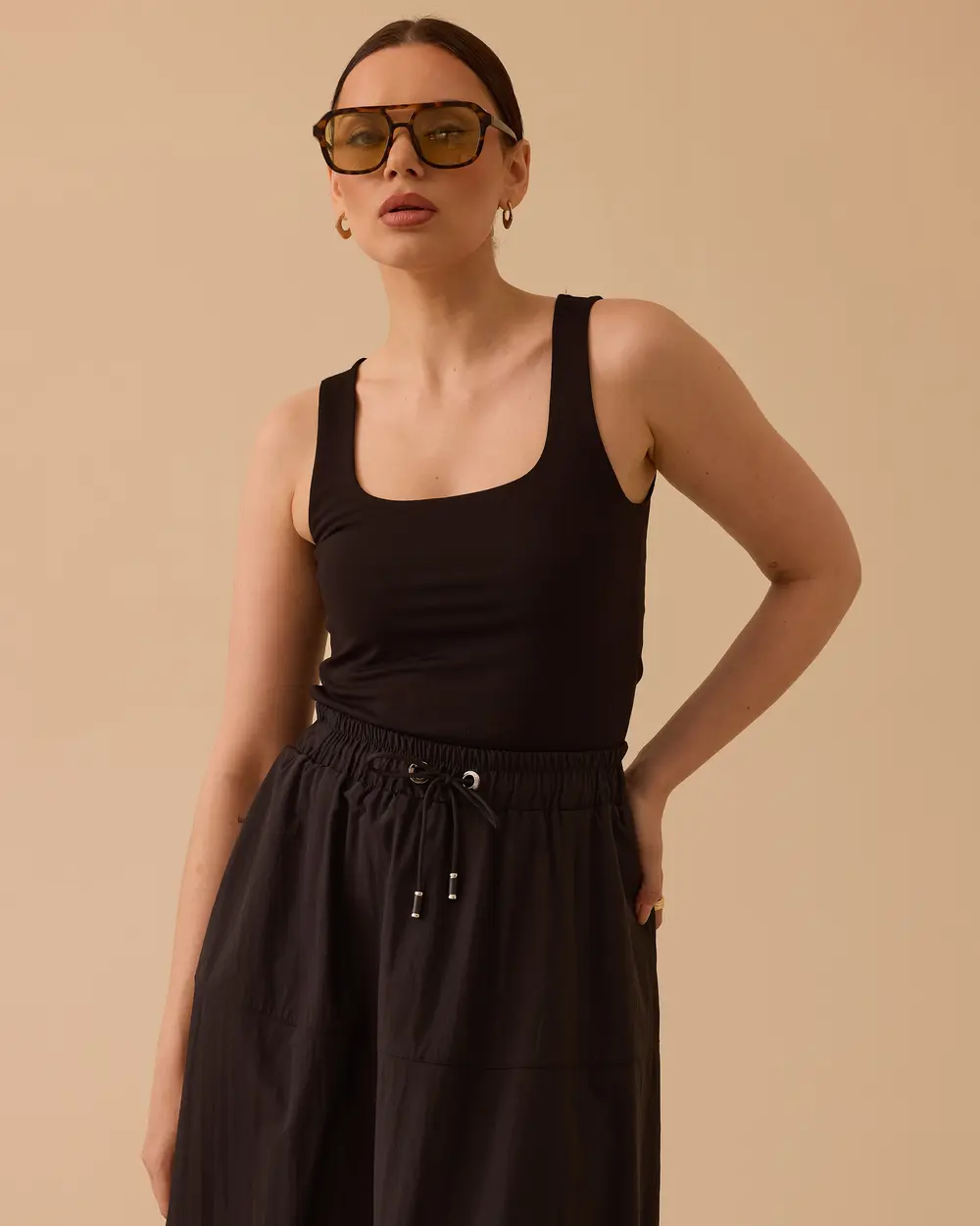 Square Neck Basic Tank Top with Straps