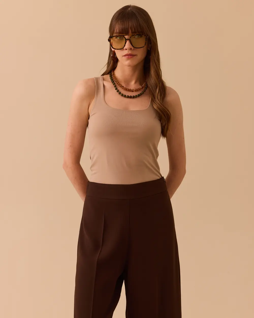 Square Neck Basic Tank Top with Straps