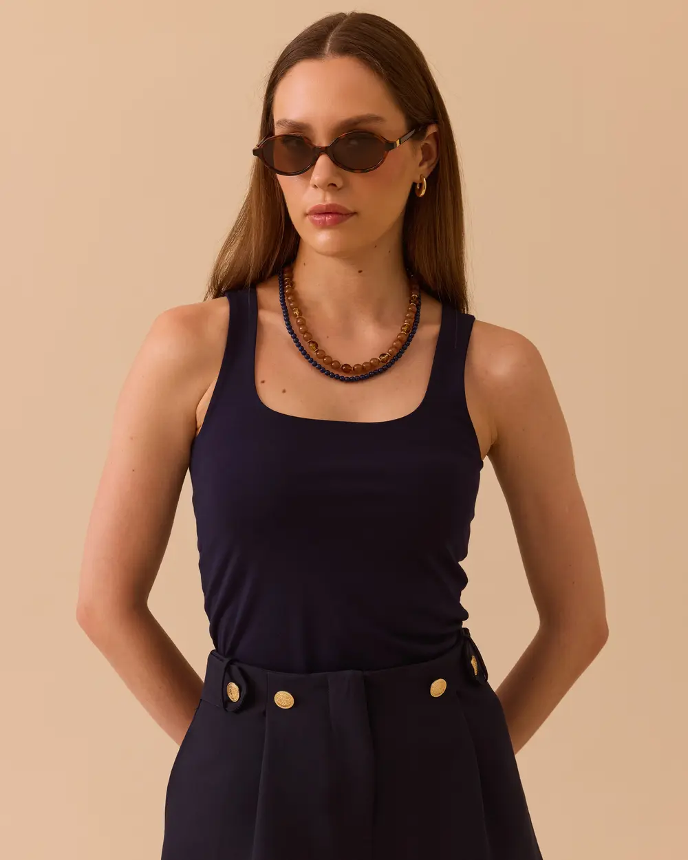 Square Neck Basic Tank Top with Straps