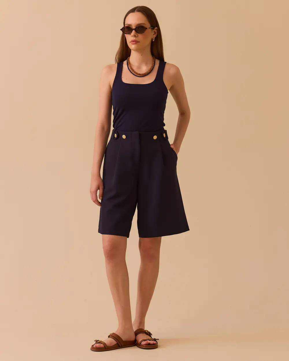 Square Neck Basic Tank Top with Straps