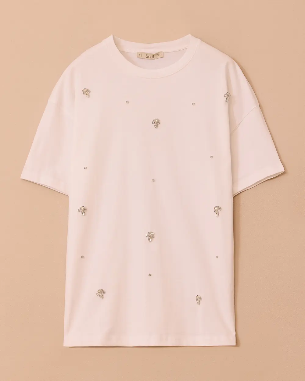 Relaxed Fit T-Shirt with Stone Detail