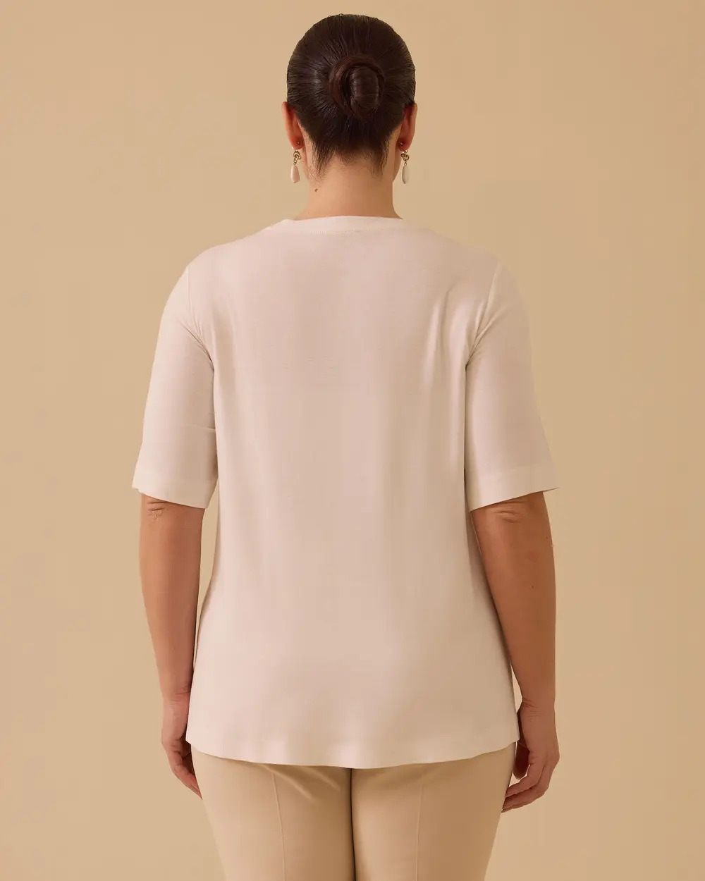 Büyük Beden Nakış Detaylı Penye Tişört