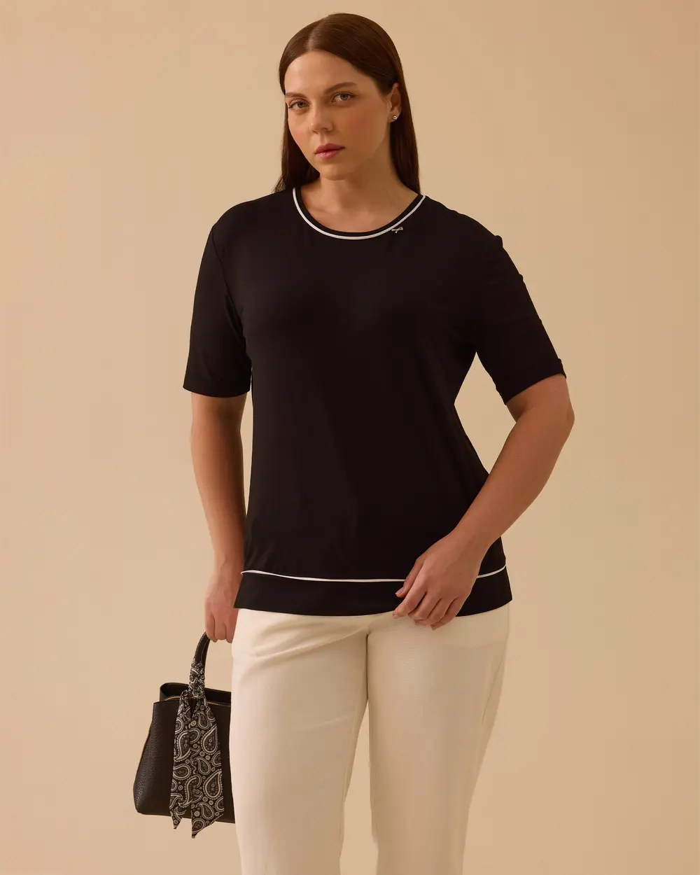 Büyük Beden Şeritli Tişört