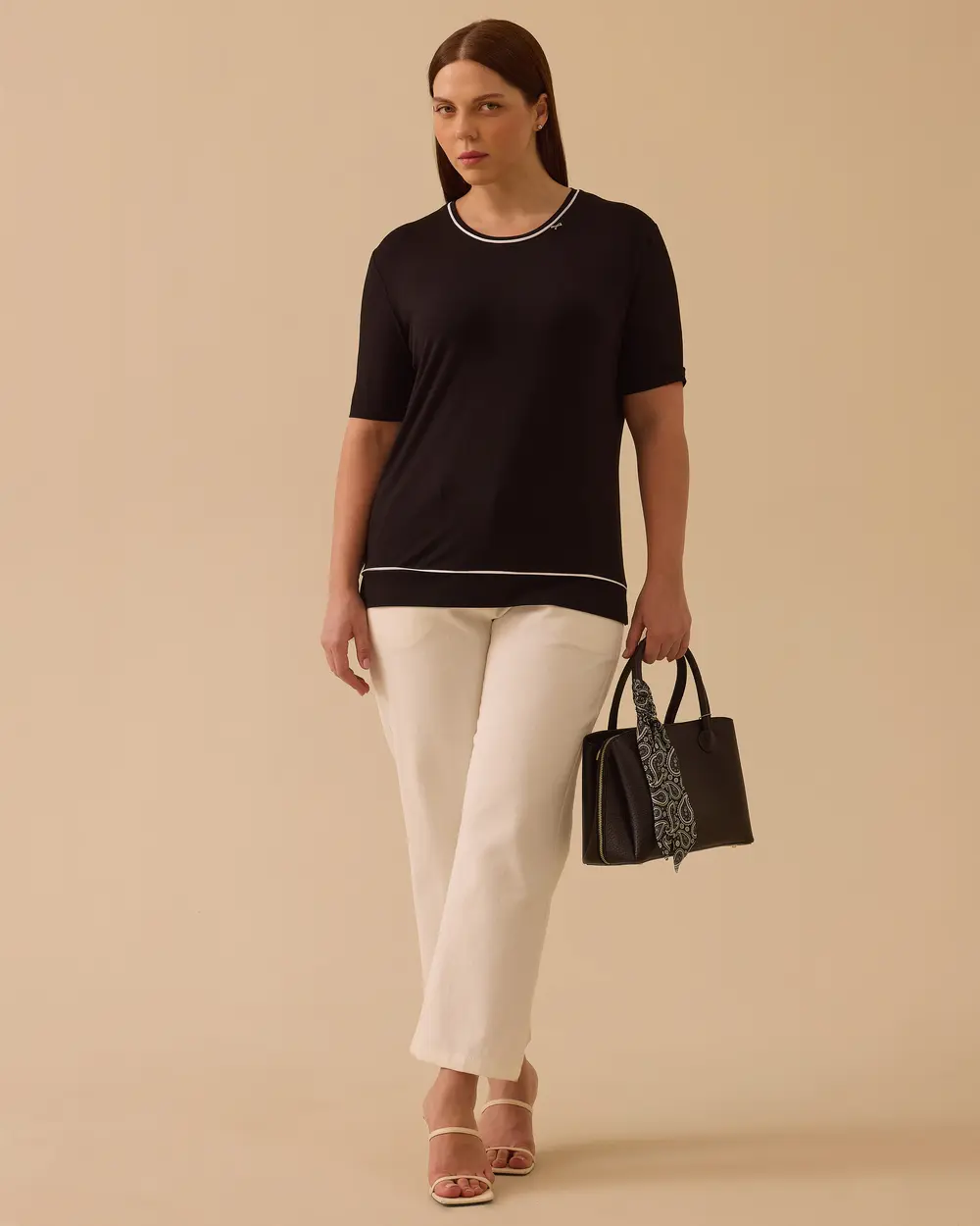 Büyük Beden Şeritli Tişört