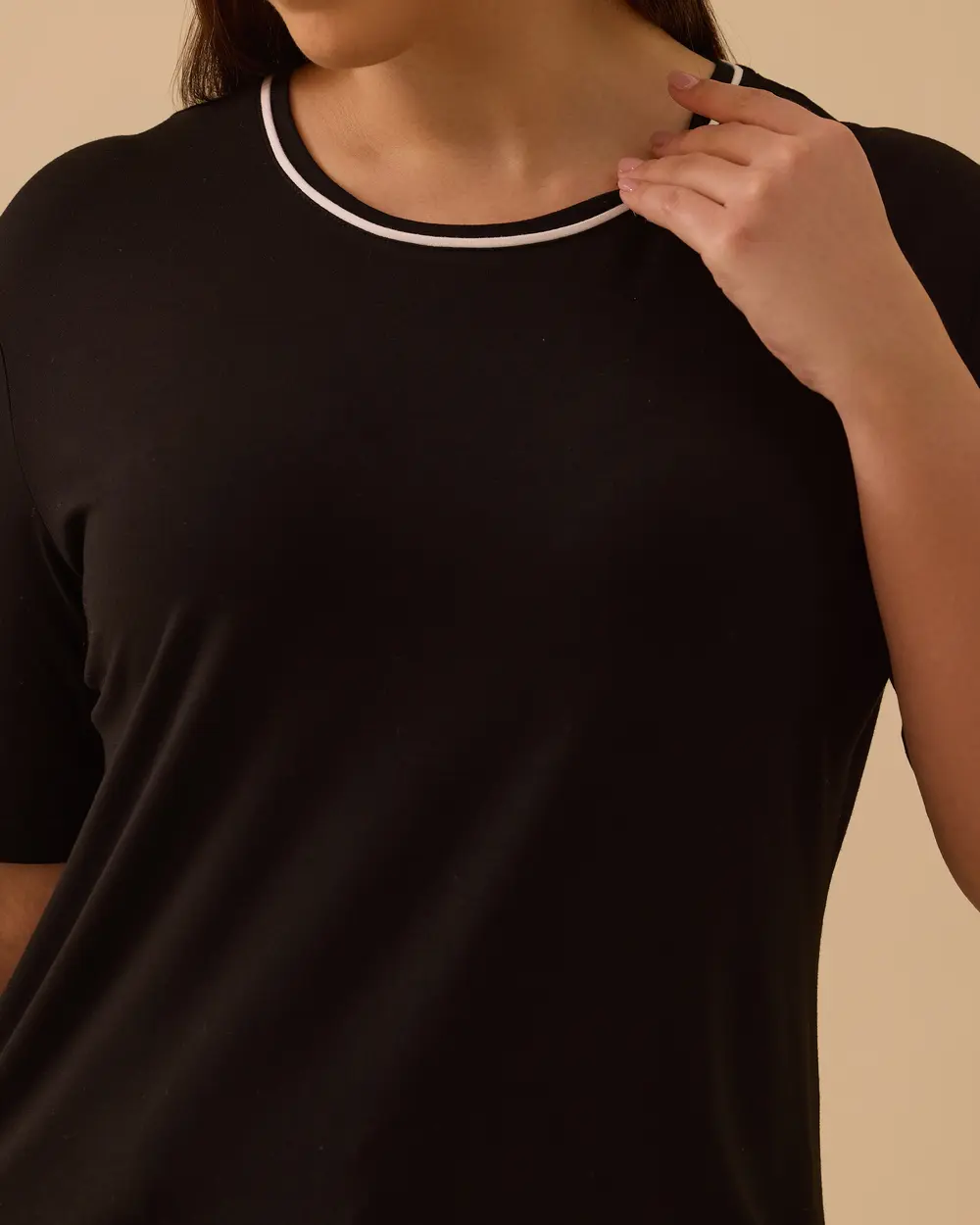 Büyük Beden Şeritli Tişört