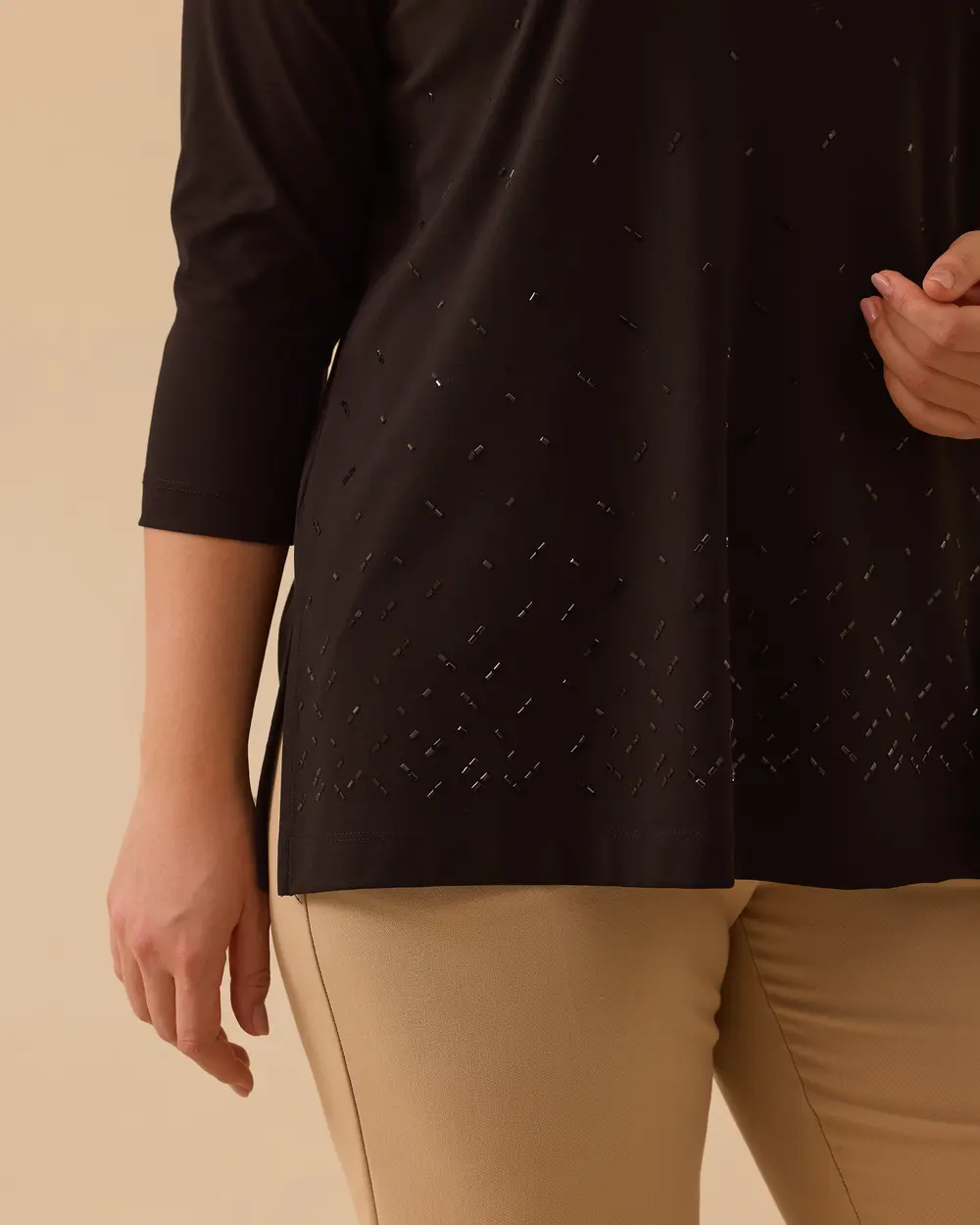 Büyük Beden Işıltı Detaylı Tshirt