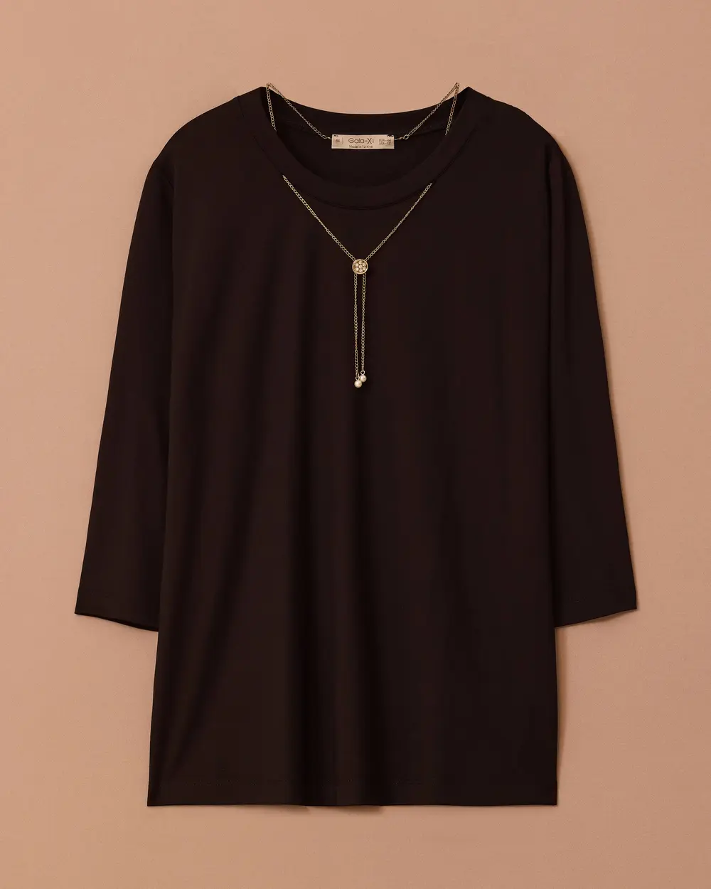 Plus Size Necklace Detailed Combed T-Shirt