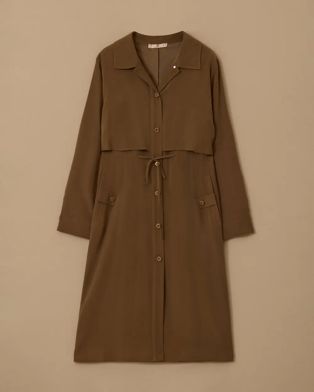 Layered Buttoned Cap with Waist Ties