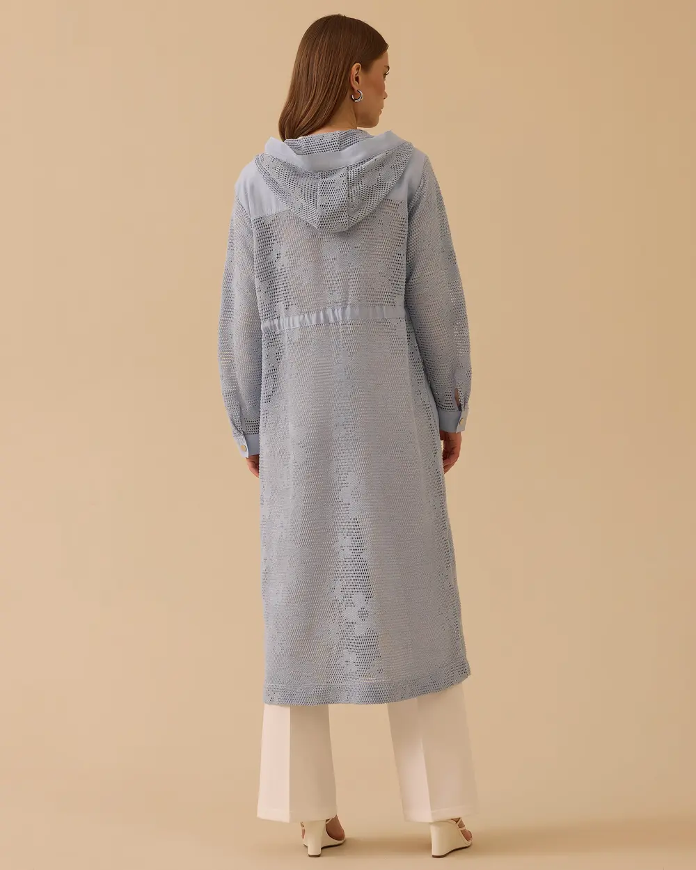 Çiçek Desenli Transparan Kapüşonlu Kap