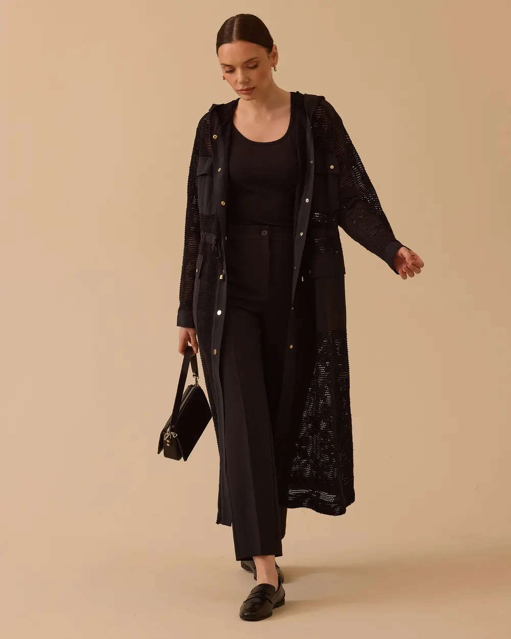 Floral Patterned Transparent Hooded Cap