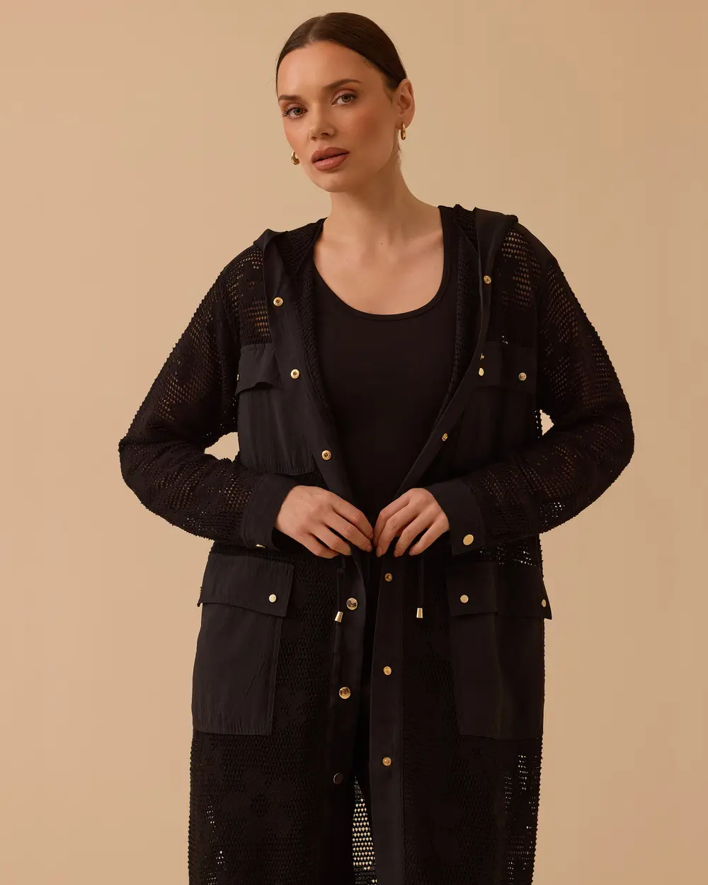 Floral Patterned Transparent Hooded Cap