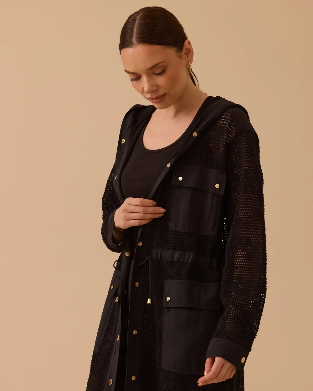 Floral Patterned Transparent Hooded Cap