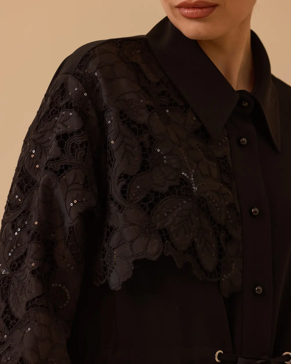 Lace Detailed Cap with Waist Ties