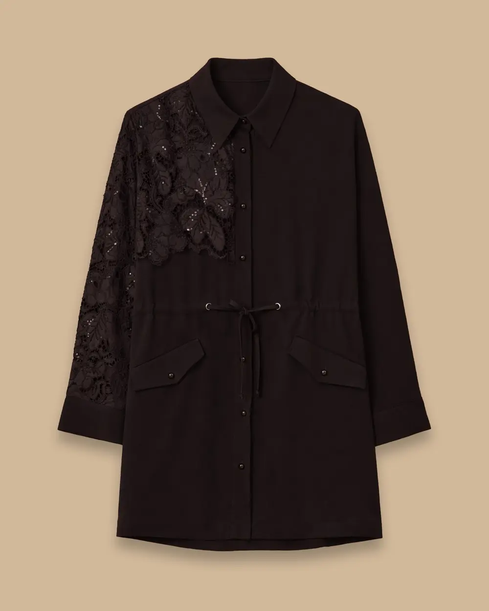 Dantel Detaylı Bel Bağcıklı Kap