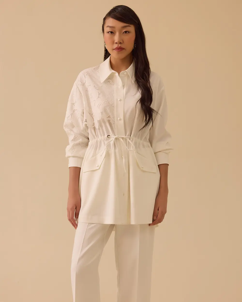 Dantel Detaylı Bel Bağcıklı Kap