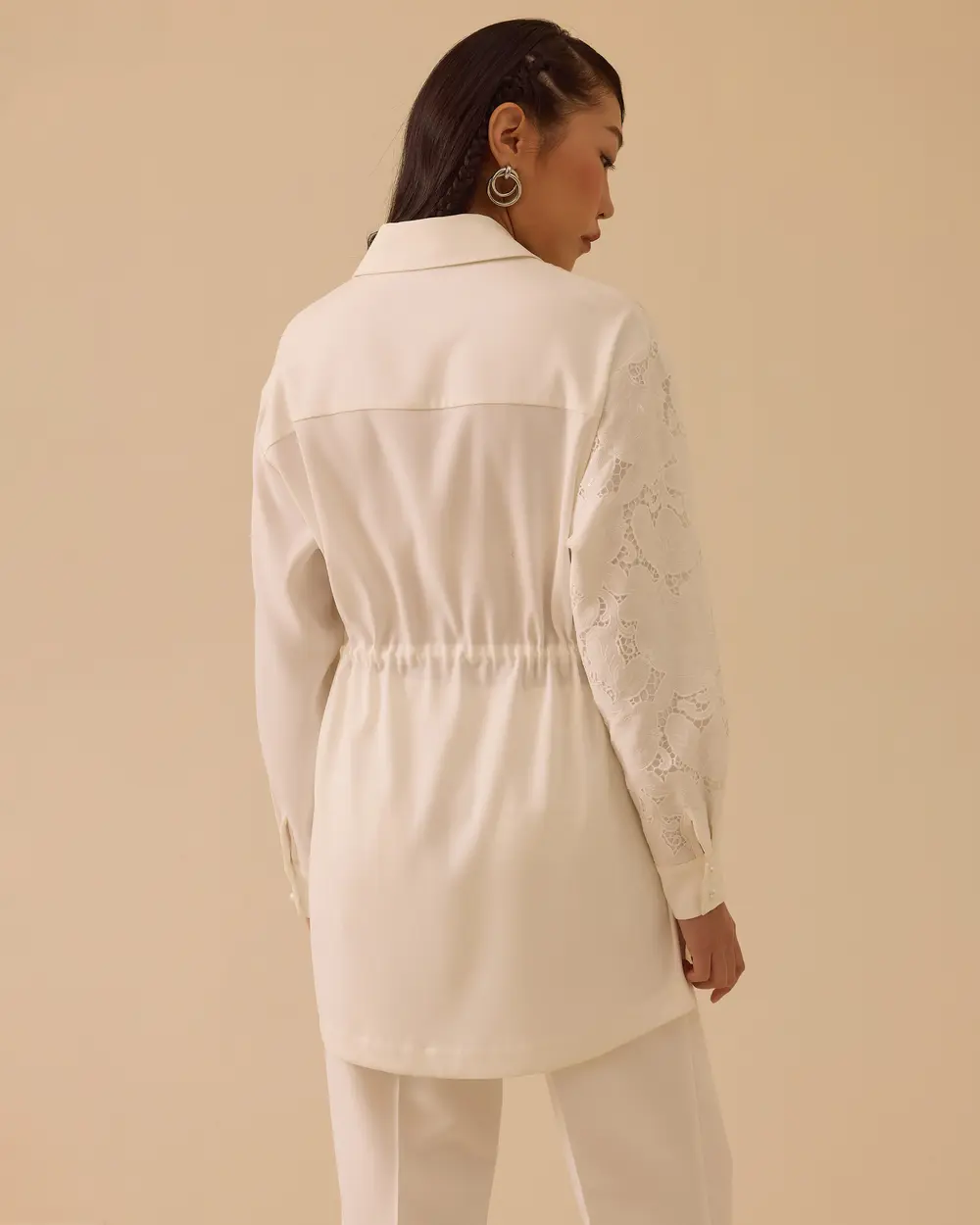 Dantel Detaylı Bel Bağcıklı Kap