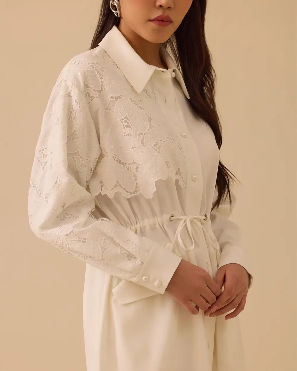 Dantel Detaylı Bel Bağcıklı Kap