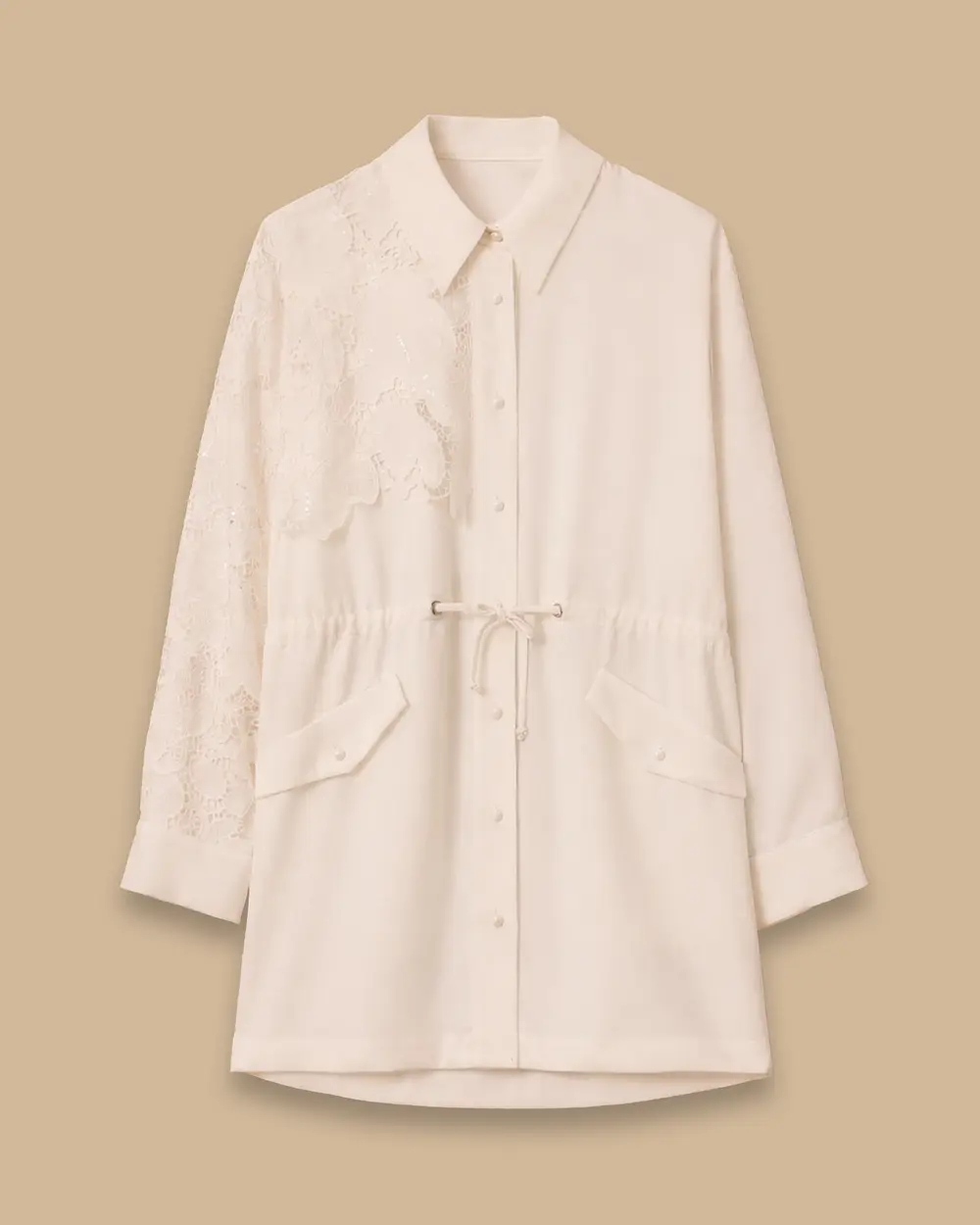 Dantel Detaylı Bel Bağcıklı Kap