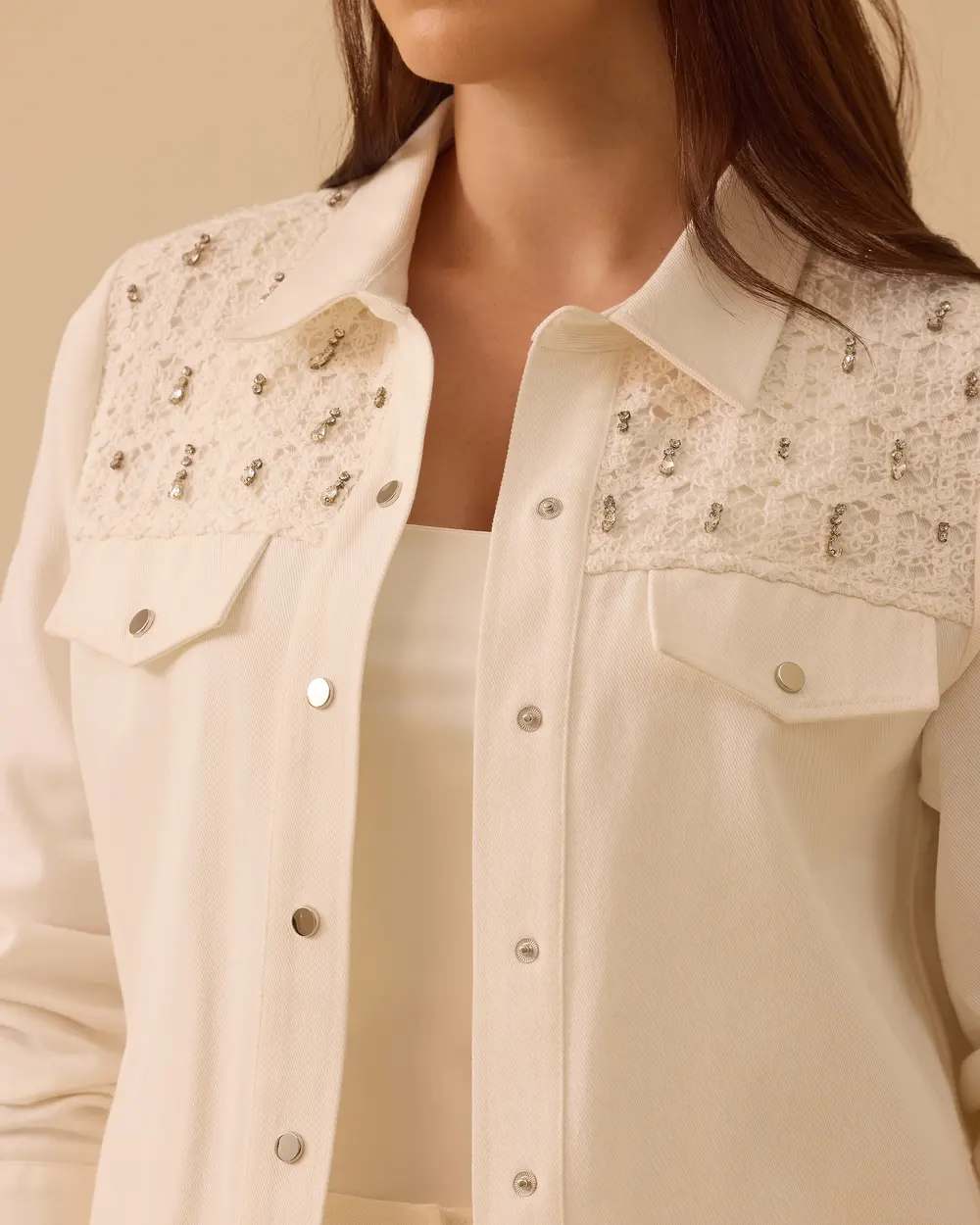 Büyük Beden Taş Detaylı Cep Kuplu Kap