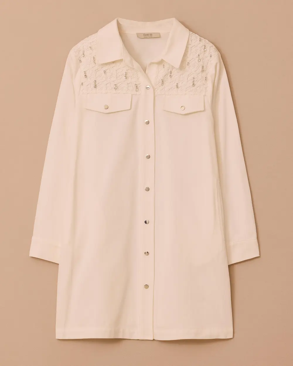 Büyük Beden Taş Detaylı Cep Kuplu Kap