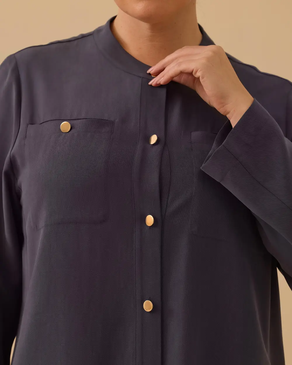 Büyük Beden Hakim Yaka Uzun Kap