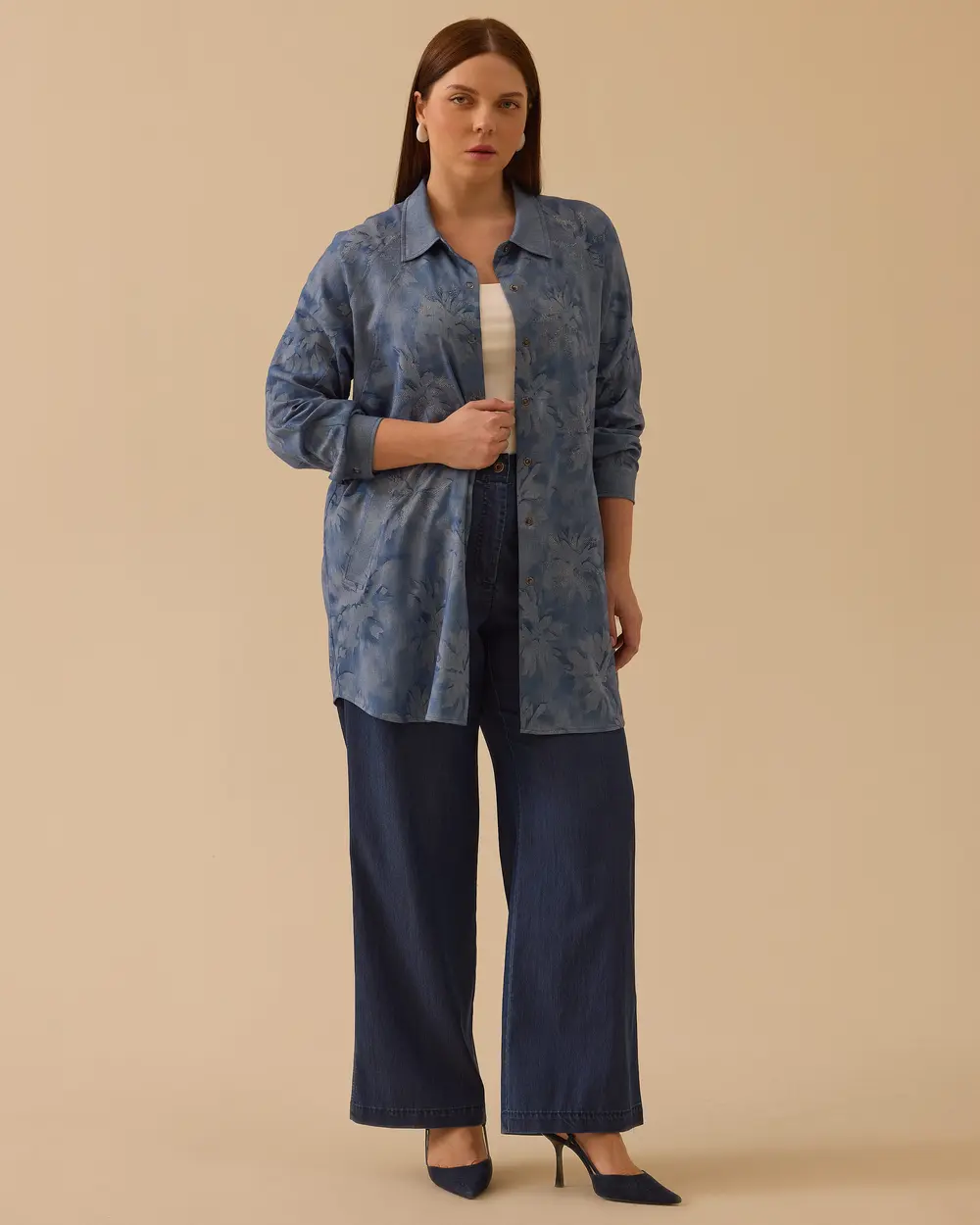 Büyük Beden Çiçek Desenli Kap