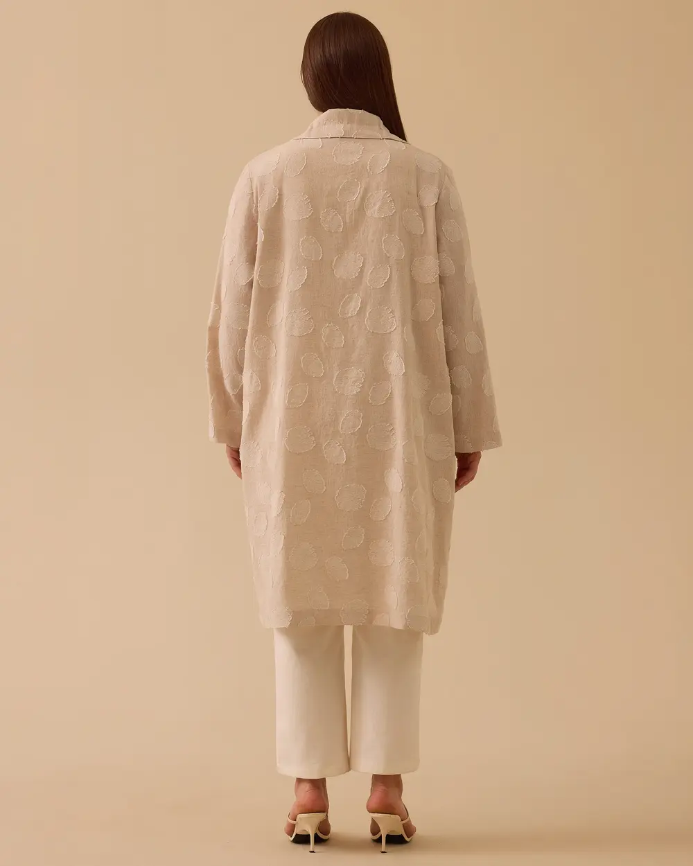 Büyük Beden Devrik Yaka Keten Kap